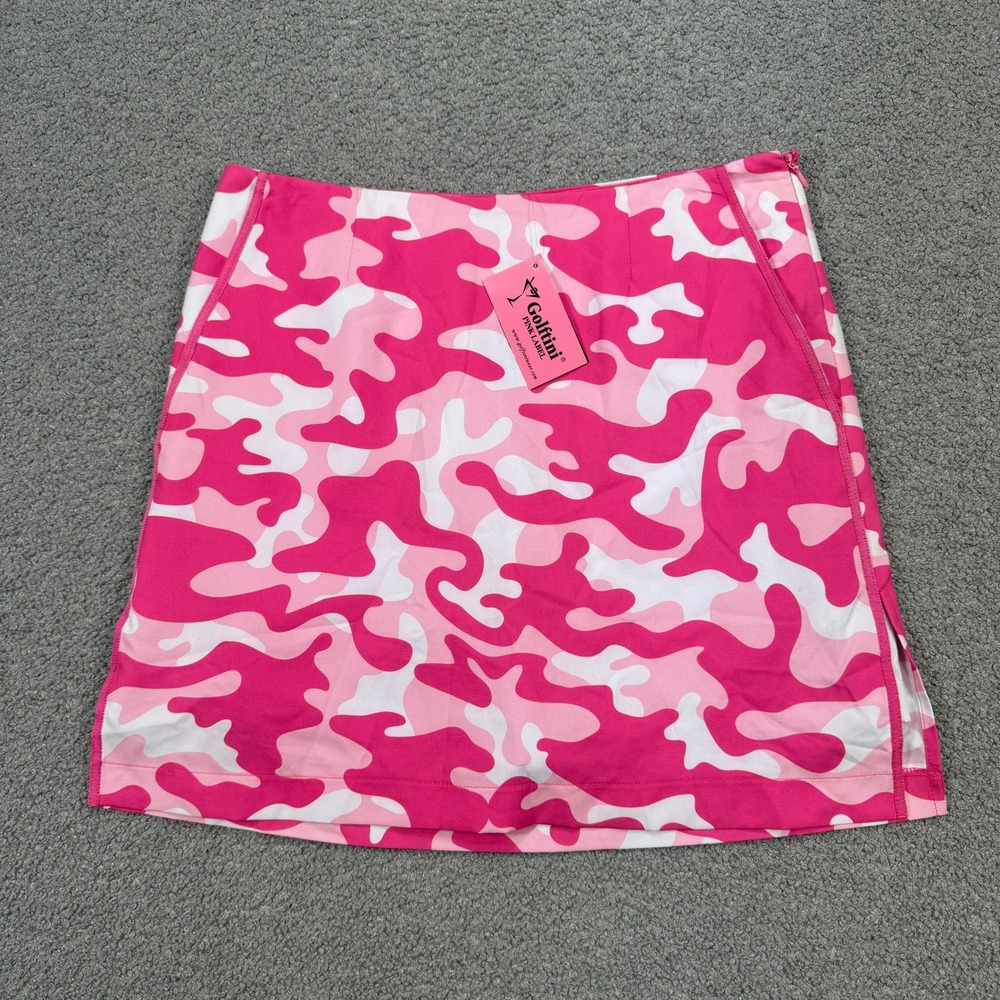NEW Golftini Pink Label Skort Women's 0 Camo Pull On Scamble Tennis Activewear